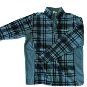Teal Columbia Quarter Zip Jacket pullover sweater Plaid